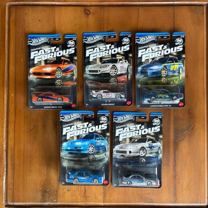 Hot Wheels Fast And Furious Graphic Ramix 1 Set Honda S2000 Lancer Evolution Nissan Silvia S15 Accur