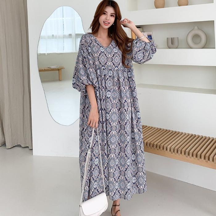 Drees Korea Bohemian Dress Anandayu Dark Grey Bohemian Dress Passion Flower Dress Bohemian Dress Dre