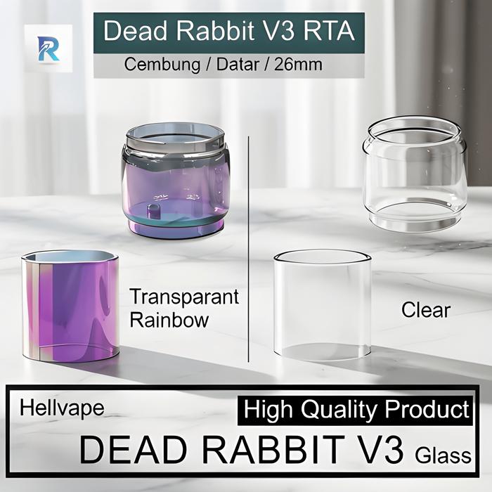 (SUPER DEAL) Replacement Glass DEAD RABBIT V3 RTA 26mm Presisi Bening