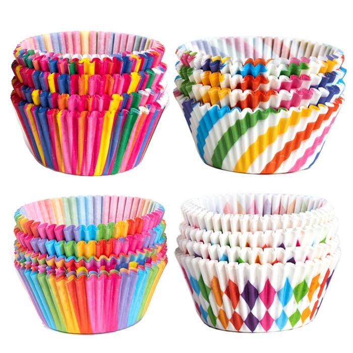 Cupcake Baking Paper Cups Muffin Cupcake Liners Colorful Rainbow