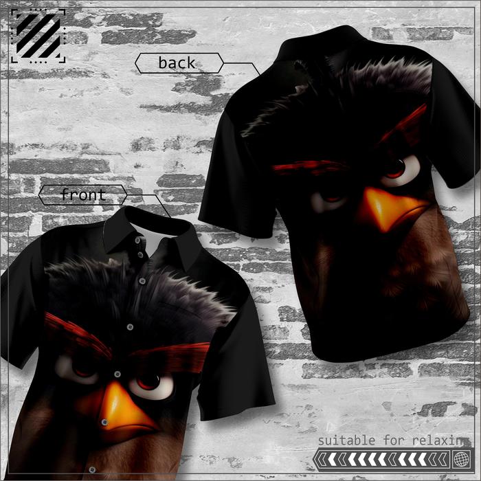 MOTIF ANGRYBIRD PRINTING kemeja bunga pria baju  denim kemeja  jeans  pria  original Kemeja Flanel K