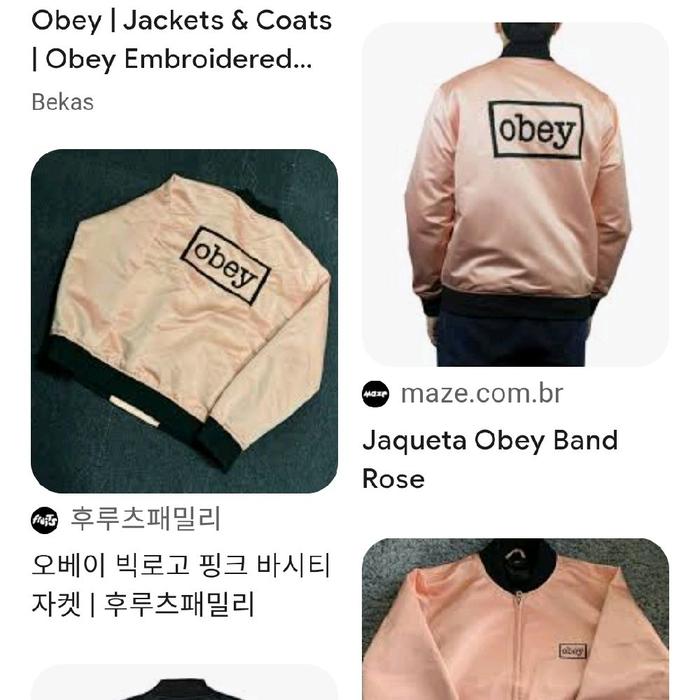 jaket varsity satin obey big logo bordir