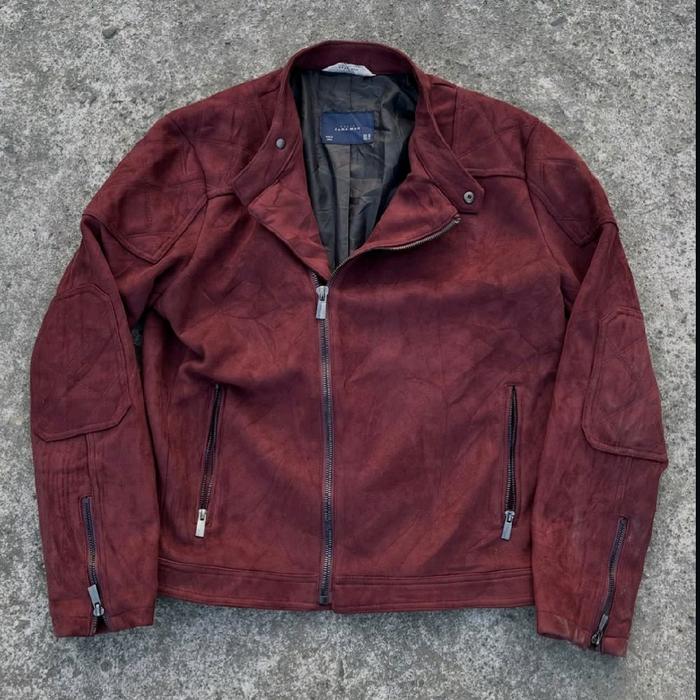 ZARA Man Suede Jacket Maroon