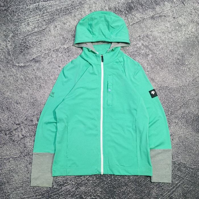 jaket Hoodie Zipper DESCENTE saku dada two colour jaket casual murah size M