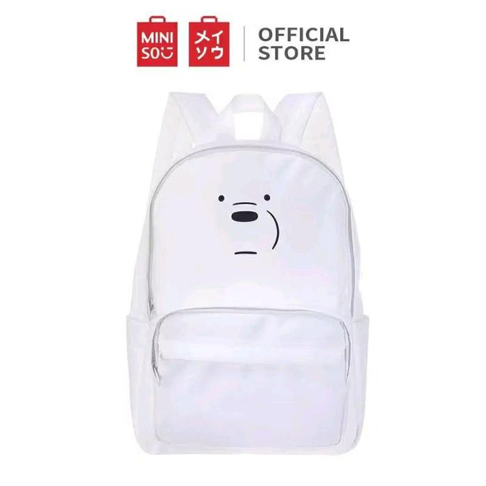 Tas Ransel backpack we bare bears putih miniso
