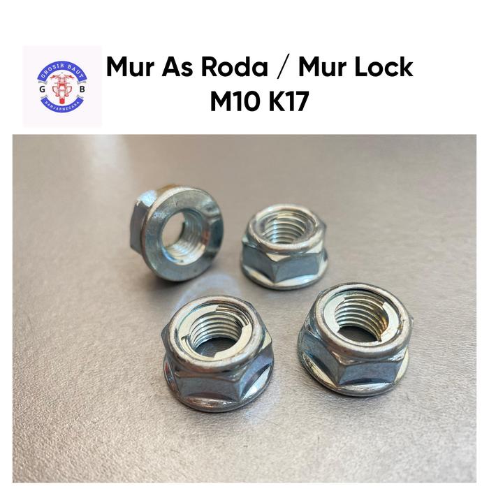 (Paket 10 pcs) Mur Lock M10 K17 – Mur As Roda Motor M10 Kunci 17