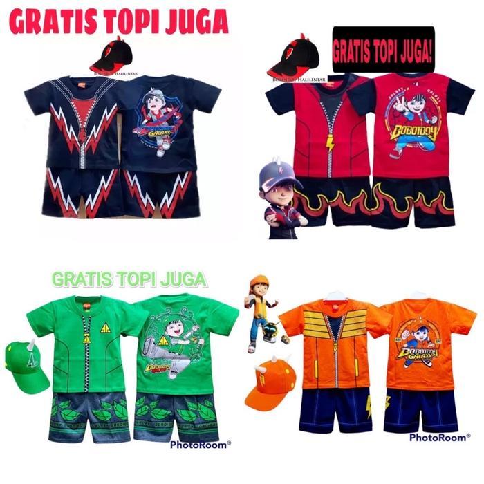 Free Topi / Baju Anak Boboiboy Setelan Anak Boboiboy Air Api