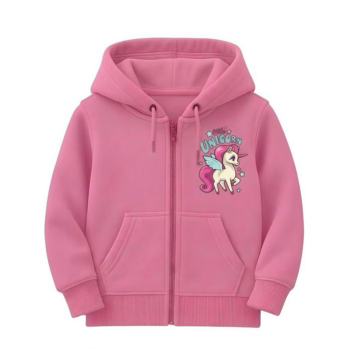 Jaket Zipper Anak Perempuan Unicorn Lucu Bahan Katun Lembut Size M L XL untuk Usia 1-12 Tahun Fashio