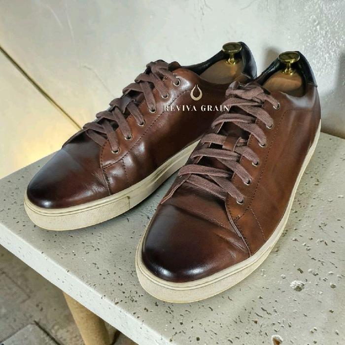 Sepatu Sneakers Arden Teal Loreto Cognac Full Grain Leather EU 43
