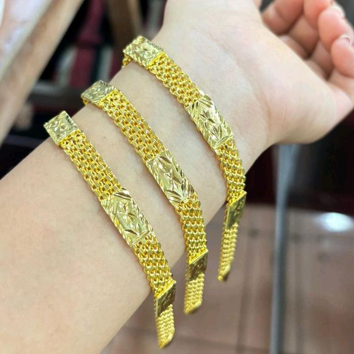 Belanja 2 barang gratis 1 • kentia jewelry •  Gelang rantai kembar terbaru Kuning Perhiasan