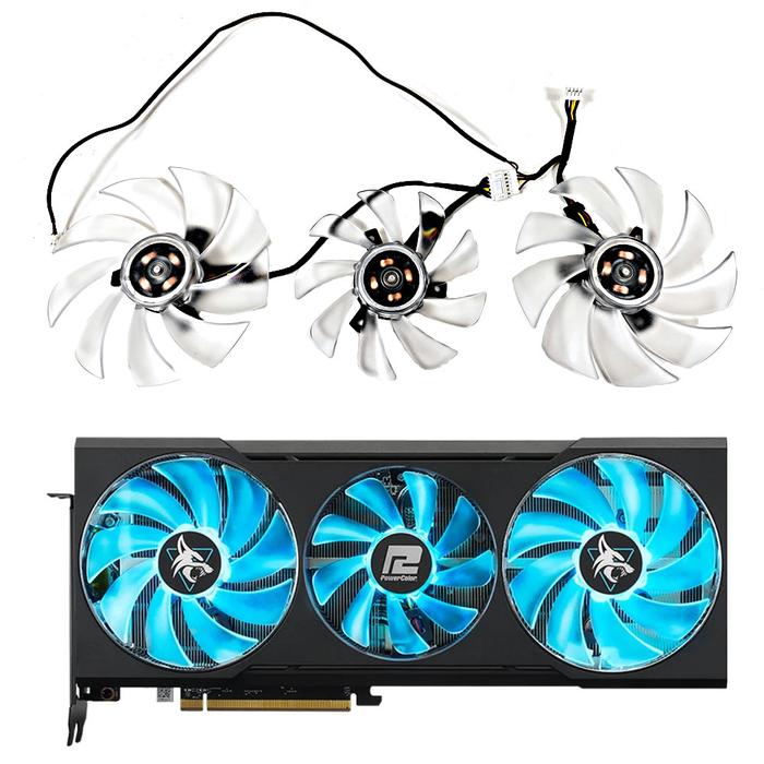 New LED 95MM Cooler Fan Replacement For PowerColor Hellhound Spectral White AMD Radeon RX 6700 XT 12