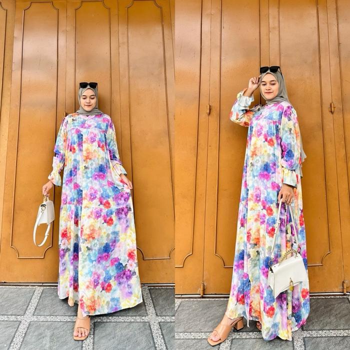 [NEW] Maudy Gamis Rayon Premium Motif All Size Ori Arraffa Syari