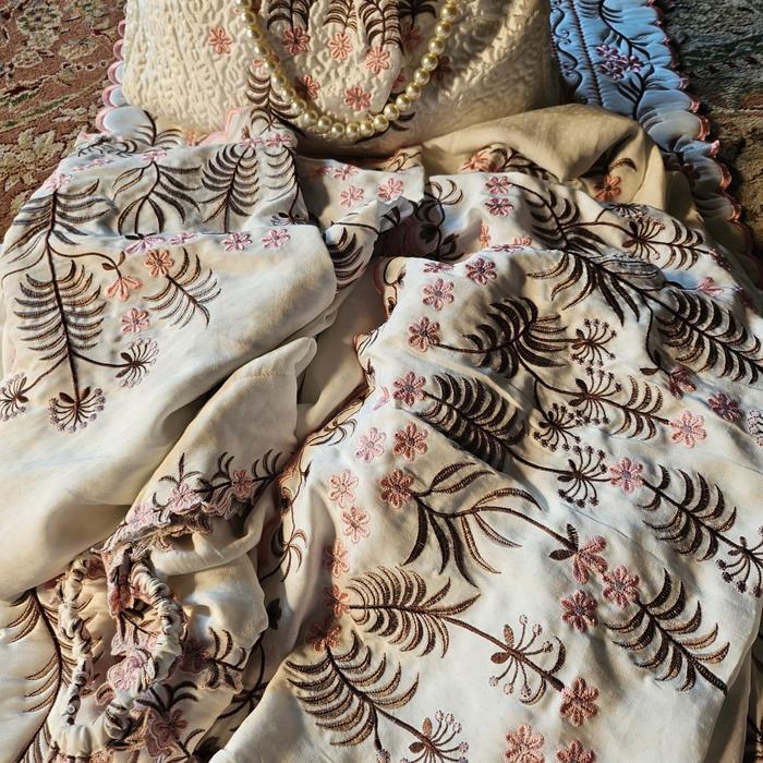Mukena Cantik Mewah Premium Set Sejadah dengan mutiara bordir computer motif kelapa dan warna warna 