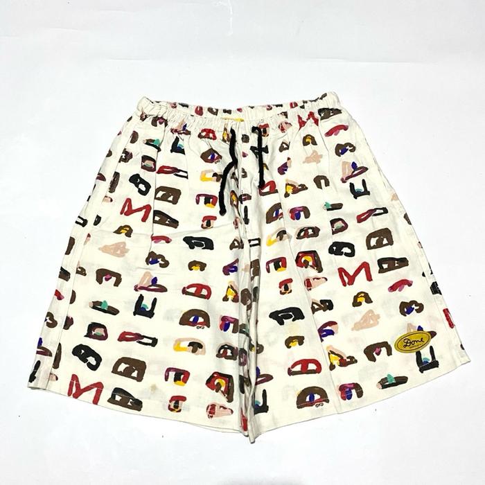 Vintage Ken Done Linen Cotton Shorts Putih to Krem Size L W35-43 L50 Lingkar Pinggang 70-86 cm Panja