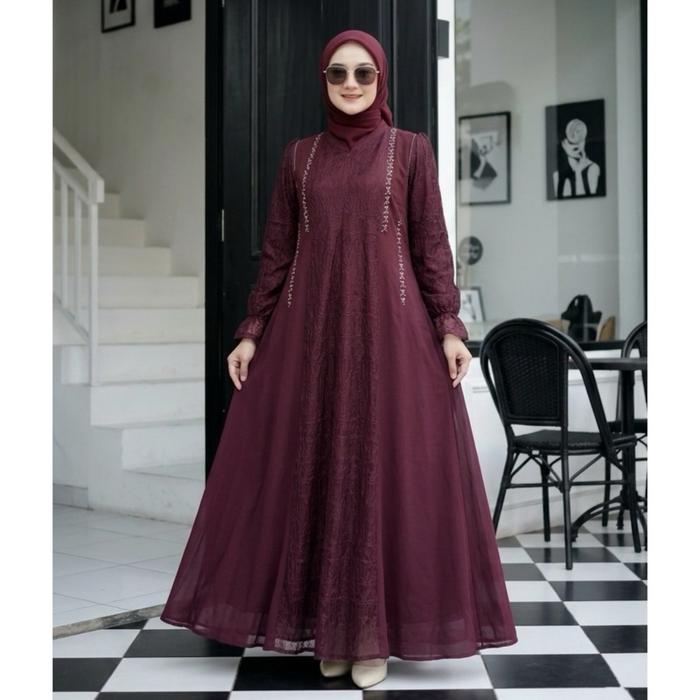 JIHAN Abaya Brukat Baju Kondangan Muslimah Elegan Dress Premium Gamis Pesta Kekinian