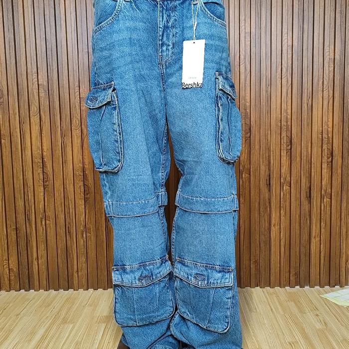 Celana Cargo Jeans Wanita  Bershka New