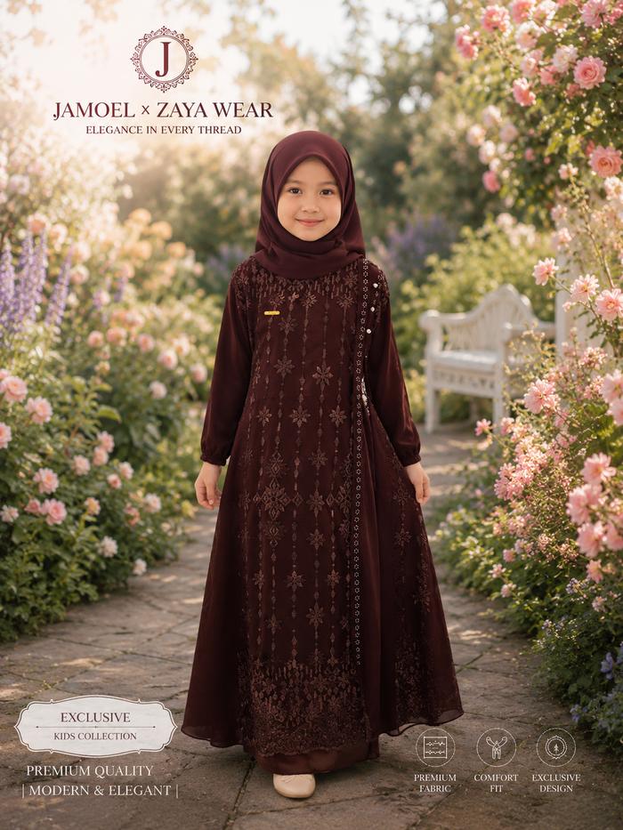 Zaya - Gamis Ceruty2 Aqsa Anak Brokat Pesta Terbaru Cantik Mewah