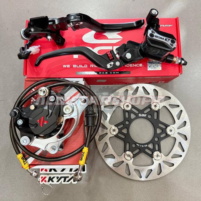 Paketan Lengkap Master Rem RCB E3+ Plus 14mm set kanan kiri + Kaliper KTC KNV3 2P 2 Piston + Breket