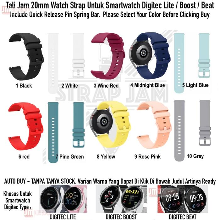 [PREMIER-W] TALI JAM TANGAN DIGITEC LITE / BOOST / BEAT - STRAP 20MM RUBBER SILIKON ANEKA WARNA HIGH