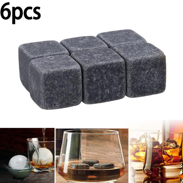 6pcs Whiskey Stones Sipping Ice Cube Cooler Reusable Whisky Ice Stone Whisky Natural Rocks Bar Wine 