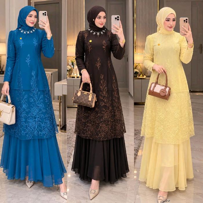 haliza setelan rok duyung bordir premium mnabil