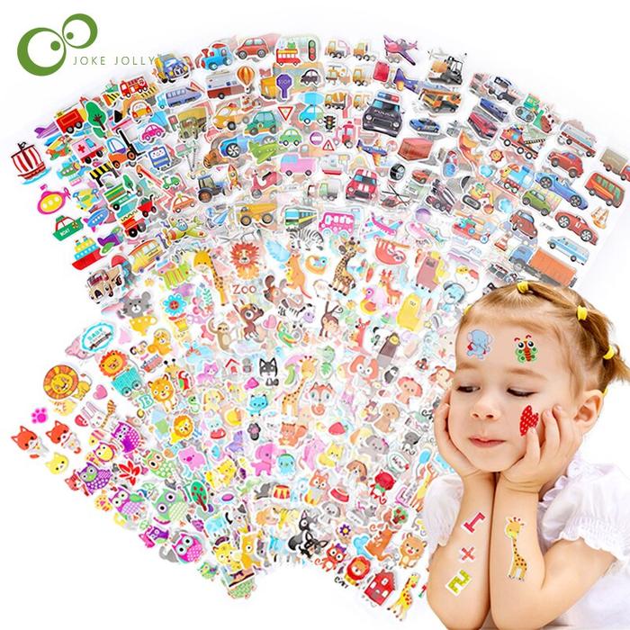 Stiker Anak-anak 40 20 10 Lembar Berbeda 3D Stiker Besar