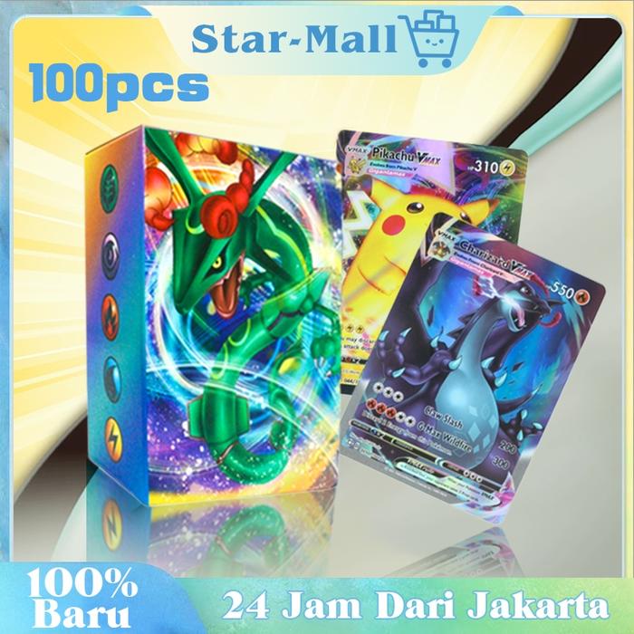 100Pcs Kartu Permainan Kartu Tcg Pokemon Charizard Pikachu