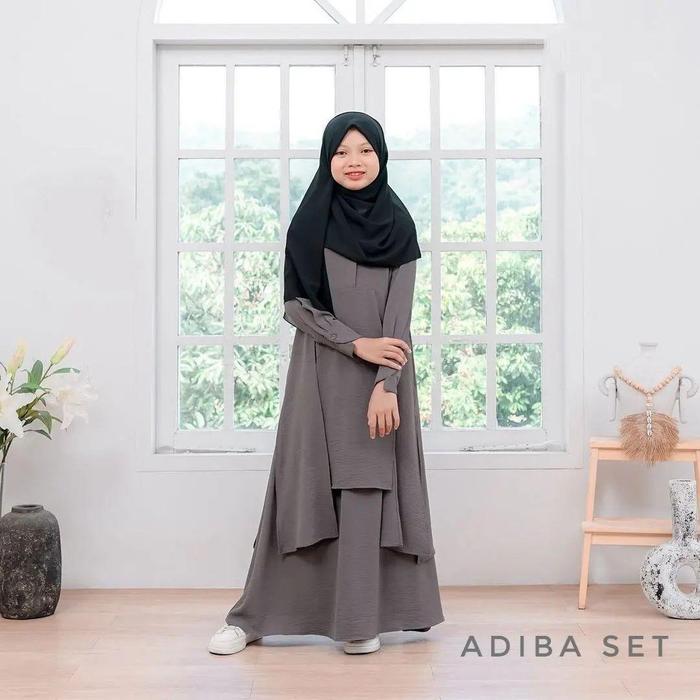 𝔸.𝕀  Adiba Kids Set Rok Busana Muslim Anak 10-14 Tahun One Set Anak Atasan Dan Rok Gamis Anak Tanggu