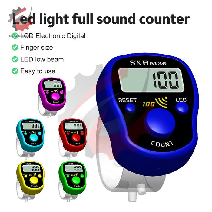 SXH-5136 Electronic Rosary Mini Finger Counter Vibrating Ring LCD Digital Tally Counter Manual Butto