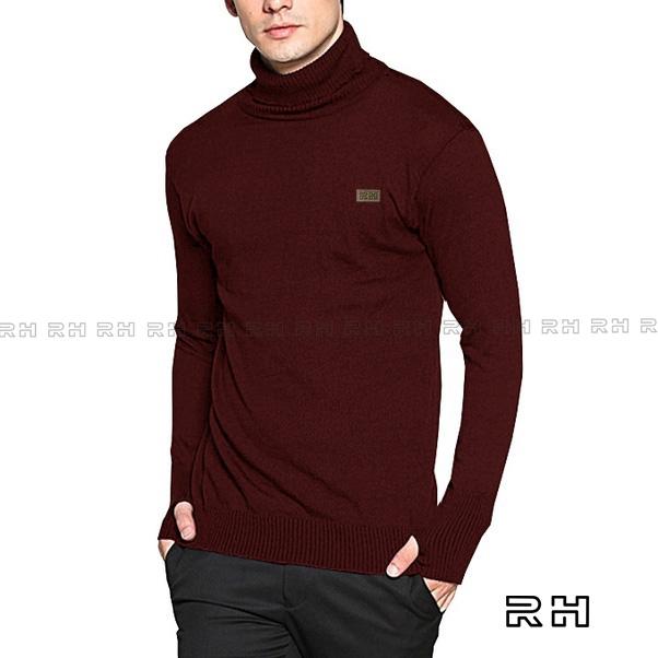 SWEATER RAJUT PRIA TURTLENECK ROUNDHAND MARUN SWEETER PRIA KOREAN STYLE BAJU RAJUT Kerah tinggi Moti