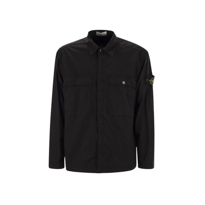 Stone Island Overshirt Compass Badge Shirt Black  - 100% ORIGINAL