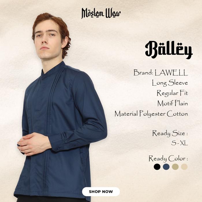 LAWELL BALLEY-L Baju Koko Pria Lengan Panjang Regular Fit Tekstur Halus
