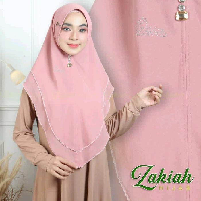 ORI ZAKIAH HIJAB KHIMAR OVAL STANDART PICOT SENADA CERUTY BABYDOLL  Instan Syari Muslim Wanita 2 Lay