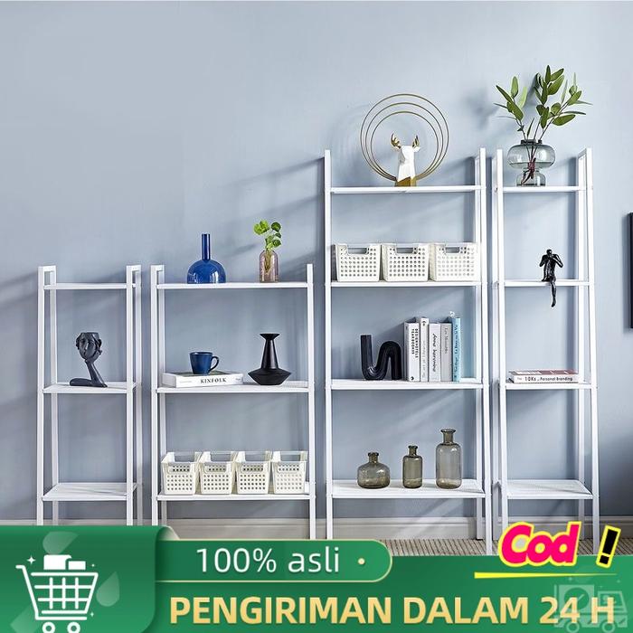 Rak Besi Susun Serbaguna Rak Buku Dekoratif Rak Tanaman Rak Penyimpanan Sederhana Rak Besi 4 Tingkat