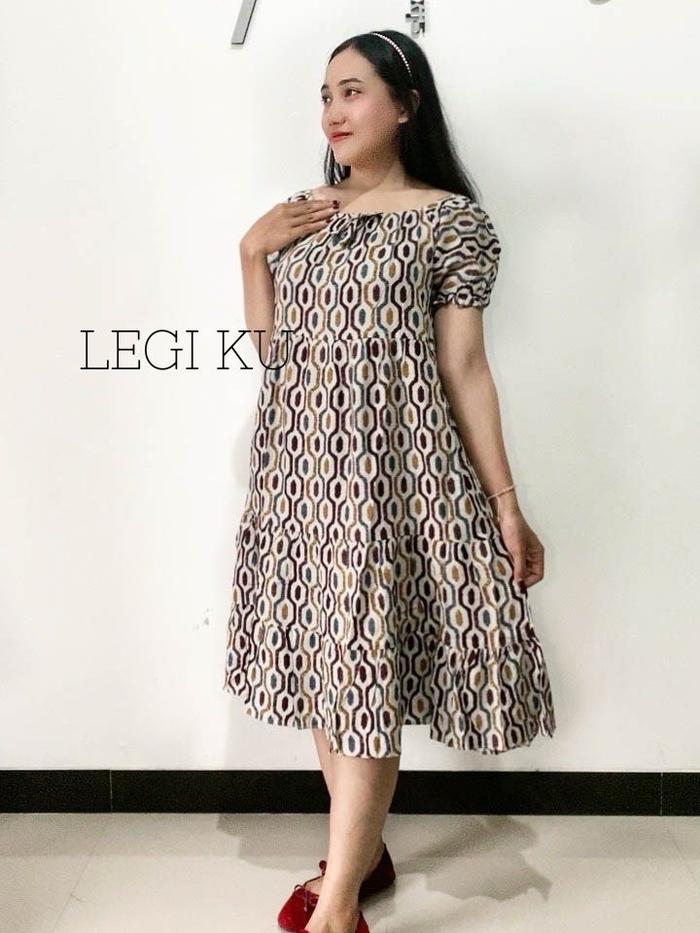 Dress Serut Terbaru Daster Rayon Premium Dress Nyaman Model Ruffle Daster Wanita Homedress Motif Kot