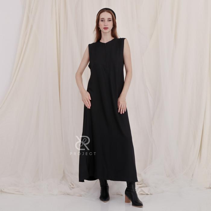 Noora Maxi Dress Simple Casual Tanpa Lengan Singlet Busui Friendly Baju Serbaguna Gamis Kutungan Pol
