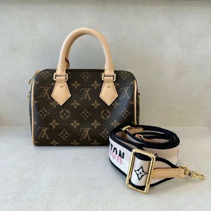 Louis Vuitton LV Speedy 20 Monogram Black Strap