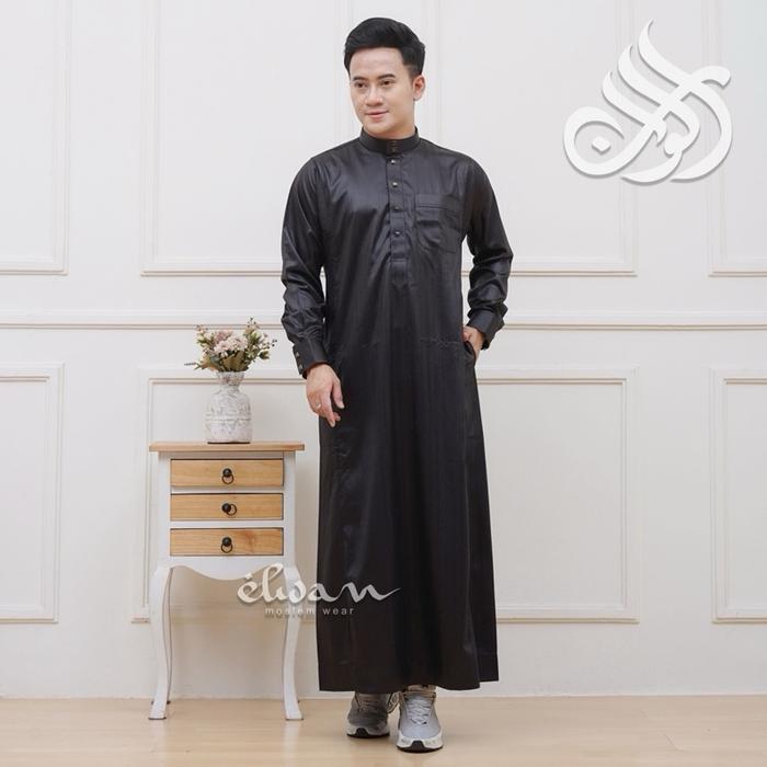 ELWAN - Busana Muslim Dewasa Gamis Jubah Saudi Elwan Premium motif salur bahan Poliester Korea Premi
