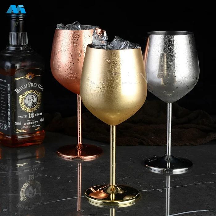 Mi.more 520ml Gelas Wine Goblet Stainless Gold / Red Wine Glass Cup Bar Resto Cocktail Champagne