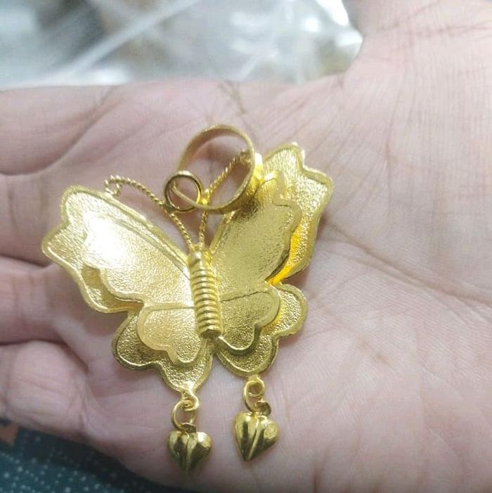 Liontin Motif Kupu-kupu Mainan Kalung Kupu-kupu Lapis Emas 24k Loket Kalung