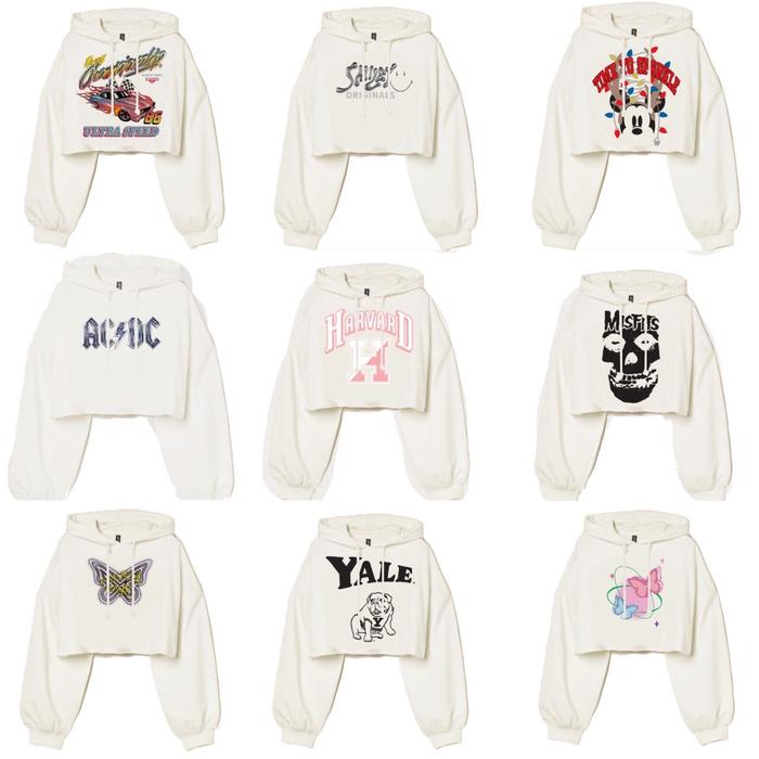 HNM NEW CHAMPIONSHIP RACING ACDC BUTTERFLY KARMA MAGIC HARVARD MISFITS CROP HOODIE CREAM SWEATER YAL
