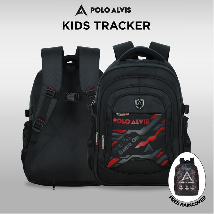 POLO ALVIS - Kids Tracker Tas Ransel Anak Sekolah SD SMP Cowok Laki-laki Tas Nilon Kuat Bonus Rain C