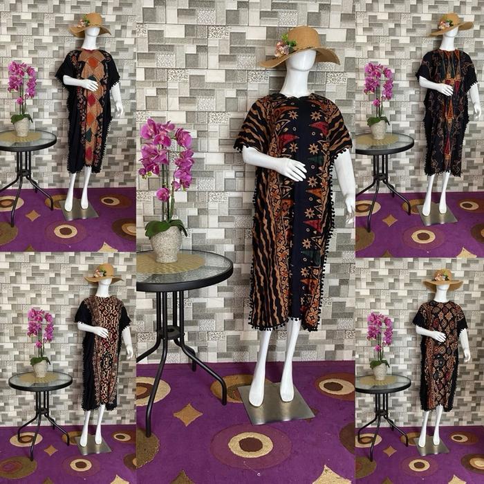 DASTER LOWO RENDA POM-POM BATIK CAP BAHAN RAYON PREMIUM GRAD A