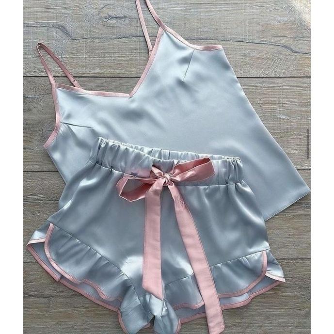 Lingerie tidur wanita motif lucu - set piyama katun nyaman