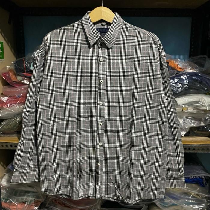One Point Direction Plaid L/S Shirt Grey Size L 72x57