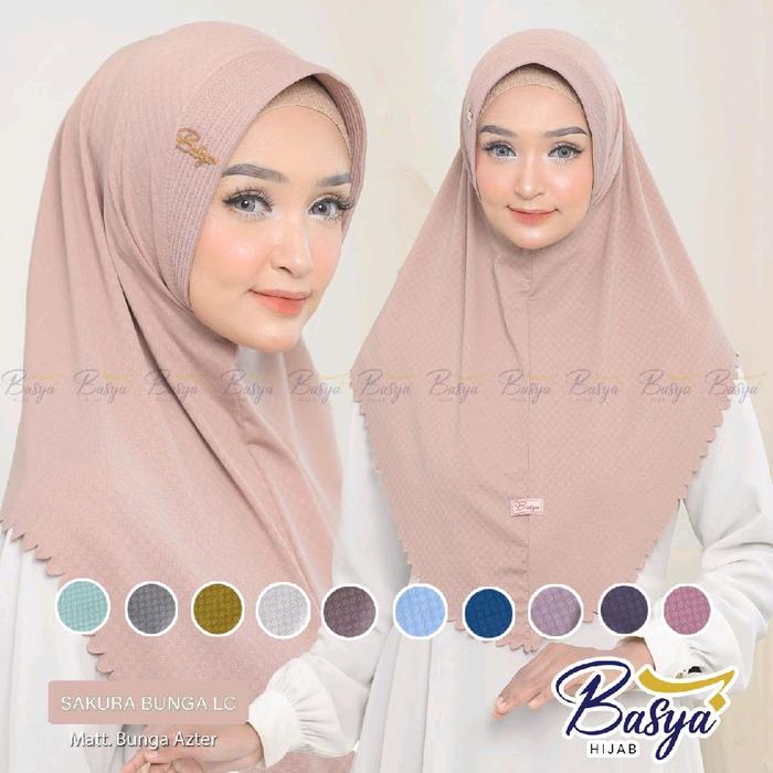 HIJAB SAKURA LASER BUNGA• kerudung motif• jilbab motif• hijab motif• bergo instan motif Cantik