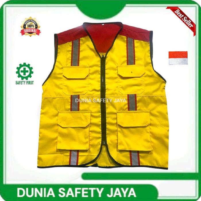 Safety vest Pu warna kuning kombinasi merah /rompi safety /rompi proyek