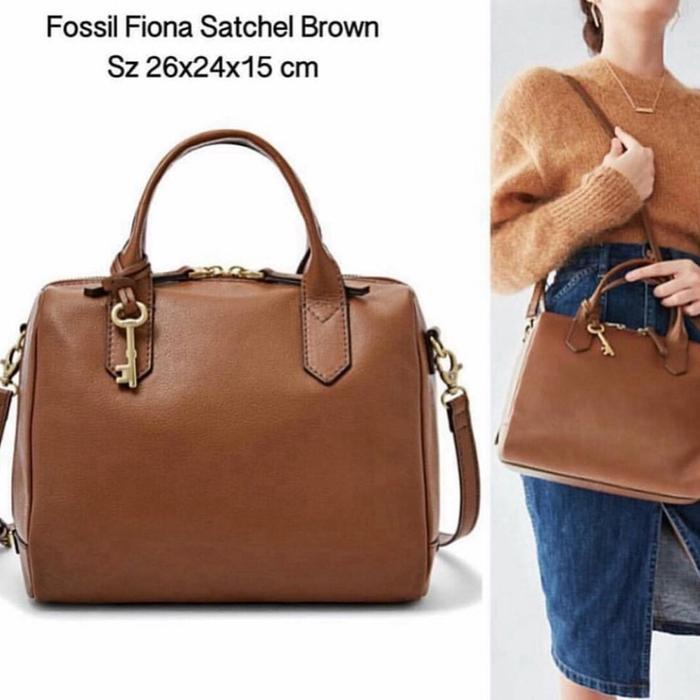 Fossil Fiona Satchel Brown Tas Tangan Wanita Asli Ukuran 26x24x15 cm Kualitas Terbaik