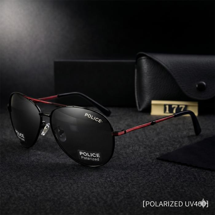 Kacamata Hitam POLICE Aviator Polarized UV400 Anti Silau Pria Wanita Metal Frame Keren Original Prem