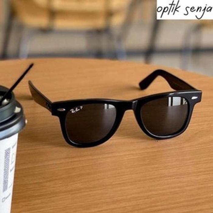 Kacamata RayBan Wayfarer RB2140 Polarized Black Glossy Secen Original